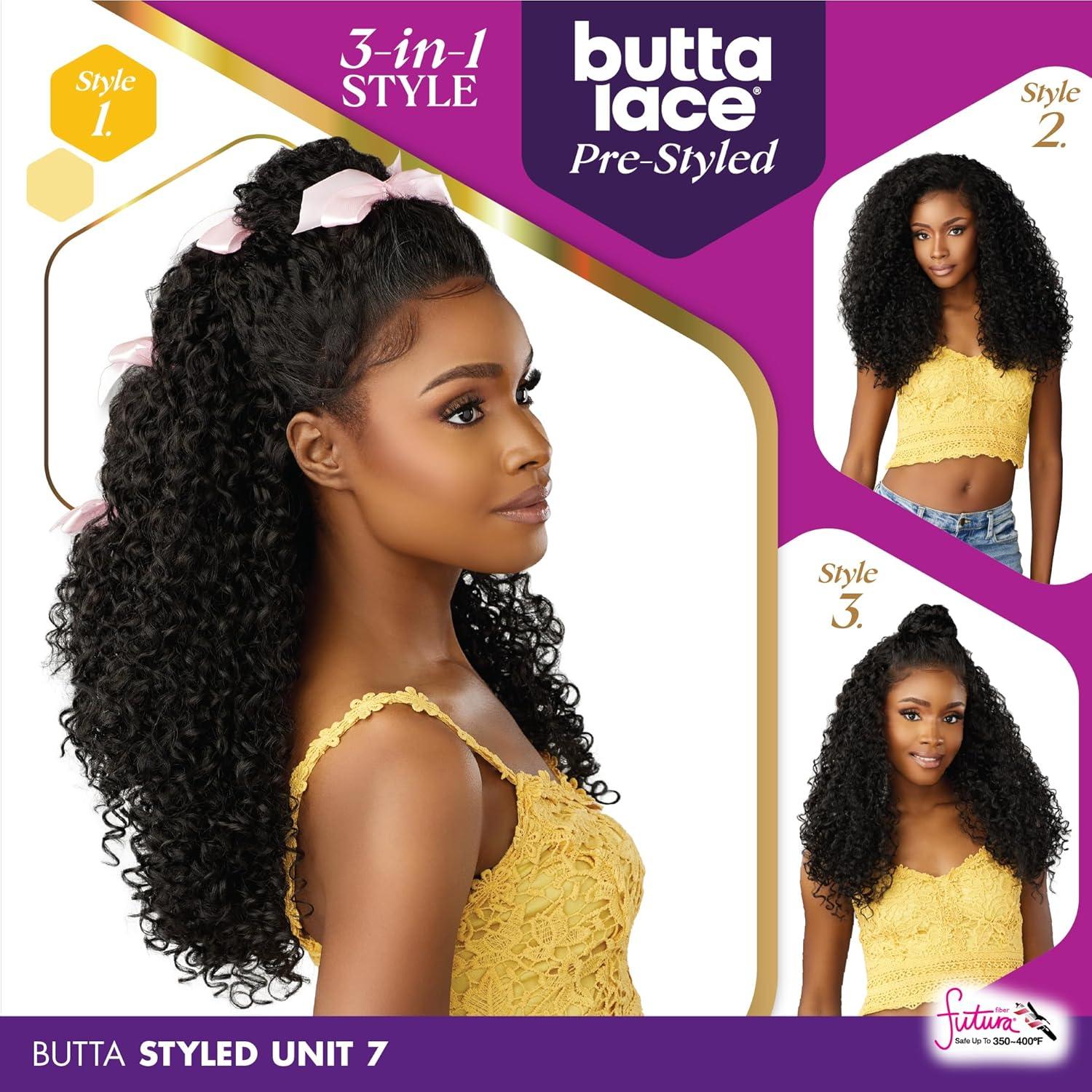 imageSensationnel Butta Lace Prestyled Wigs Unit 7 Glueless 13x4 Hand Tied Deep Lace Part Synthetic Preplucked Hairline 1 JETBLACKBALAYAGESUNKISSED