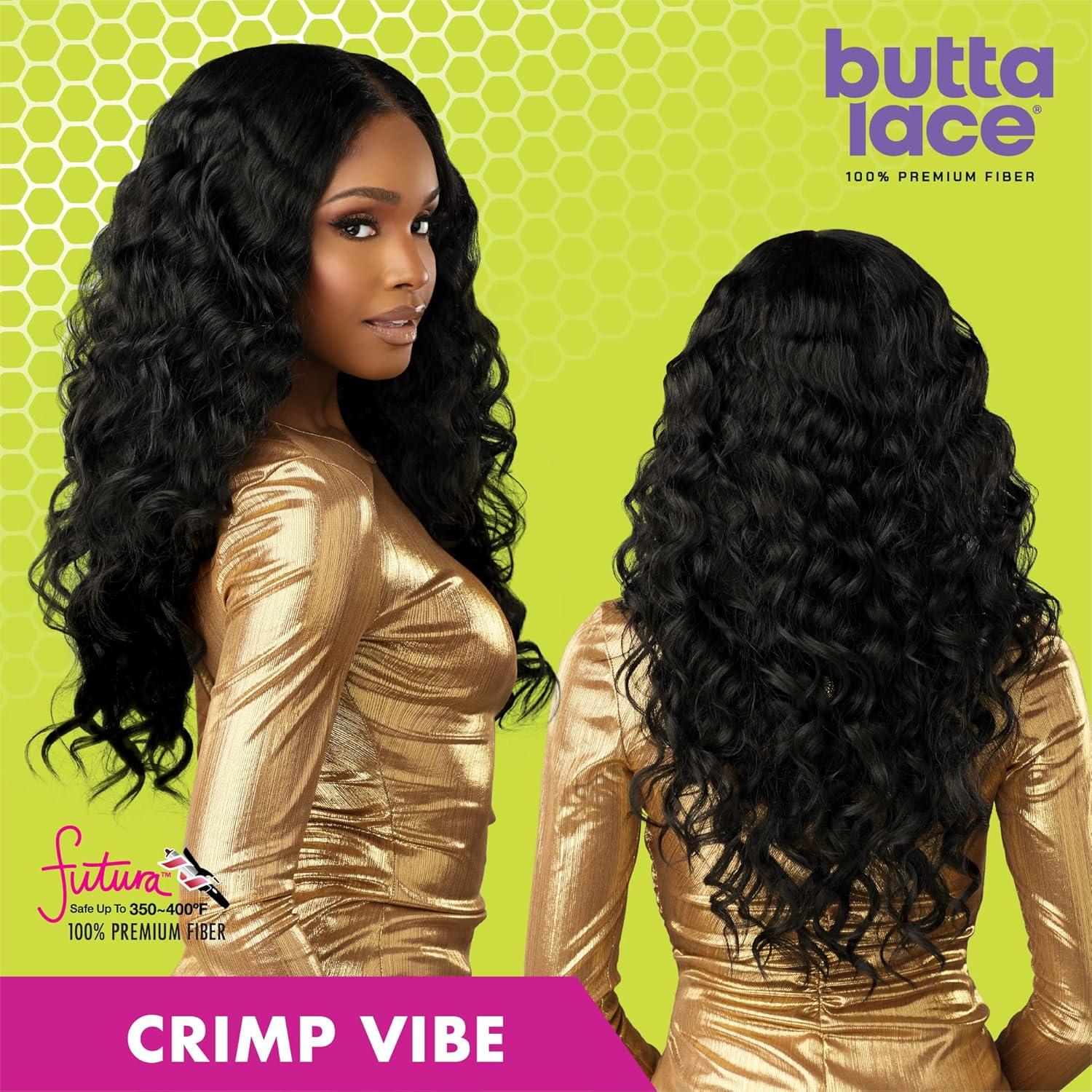 imageSensationnel Butta Lace Wigs Crimp Vibe Extra Wide 5 Inch Deep Parting Synthetic Preplucked Hairline Glueless Lacefront 1 JETBLACKBALAYAGECHOCOLATE
