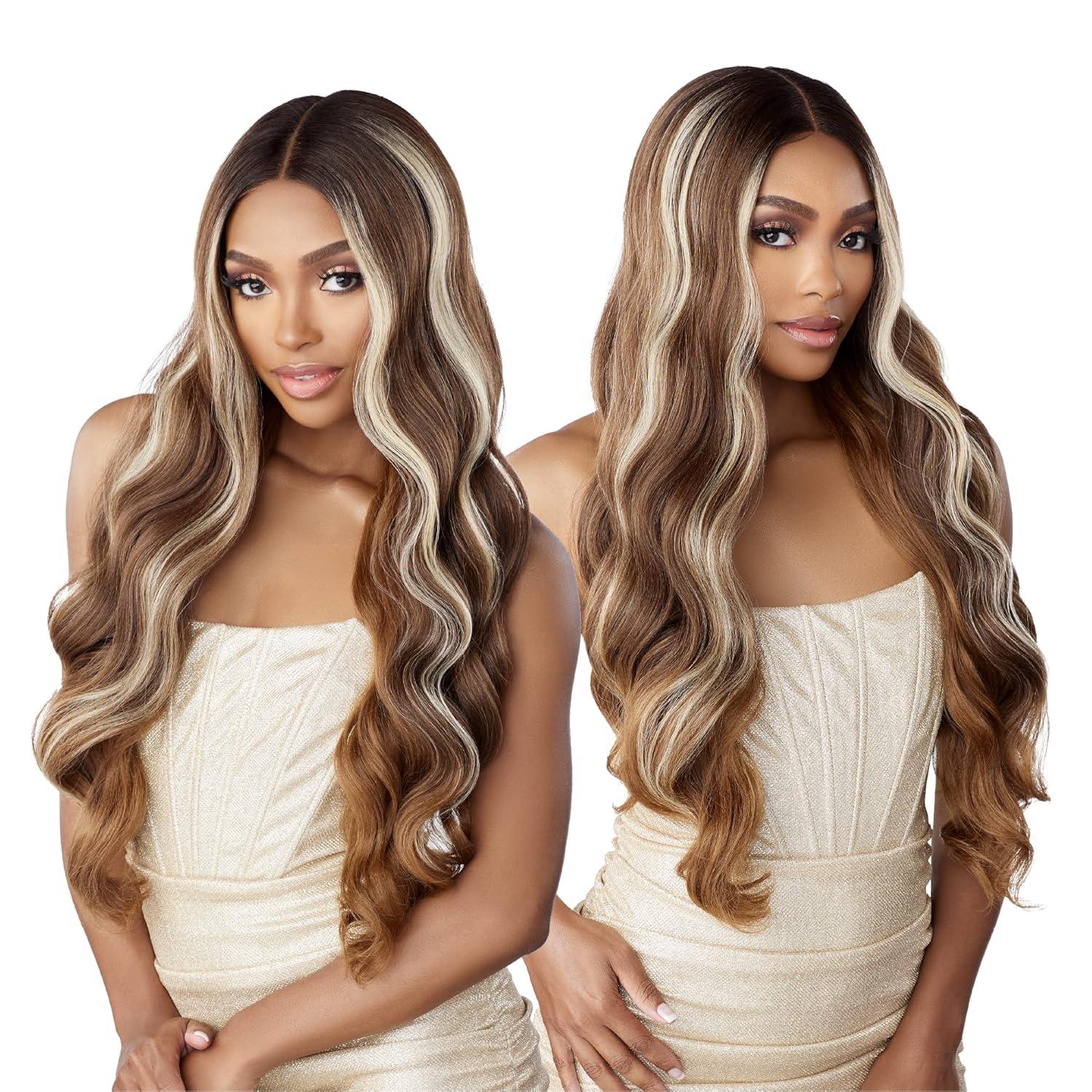 imageSensationnel Butta Lace Wigs Unit 31 Extra Wide 5 Inch Deep Parting Synthetic Preplucked Hairline Glueless Lacefront 1 JETBLACKBALAYAGECARAMEL