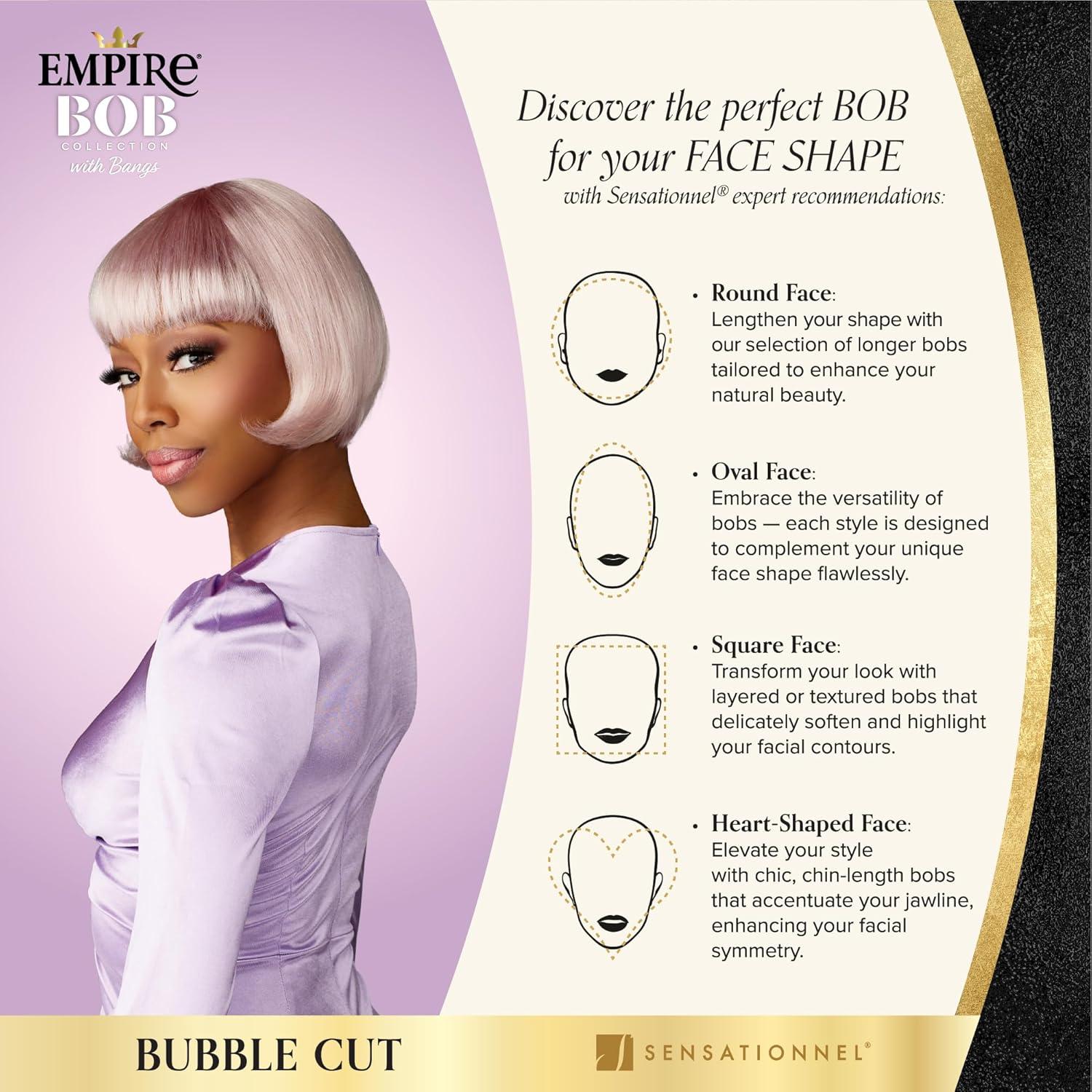 imageSensationnel Empire Bob Humanhair Wig Bubble Cut Face Framing Mesh Cap for Comfort With Bangs 1 JETBLACKICYSILVER