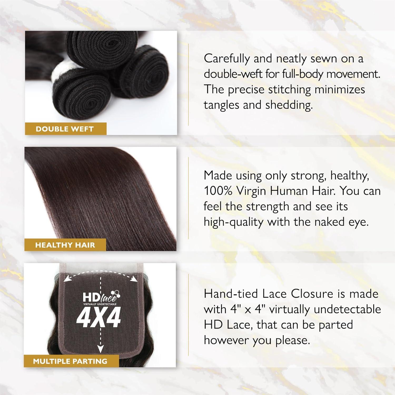 imageSensationnel Empire bundle 4x4 closure water deep 12 inch HD lace large free parting lace frontalclosure unprocessed human hair weave NATURALNATURAL