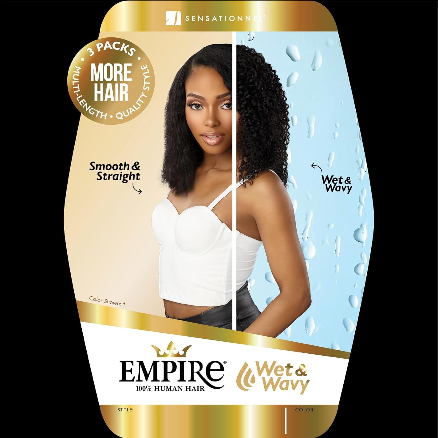 imageSensationnel Empire multi weave hair wet and wavy tropical curl human hair 3 bundle layered lengths 10 12 14 inch 1 JETBLACK1 JETBLACK