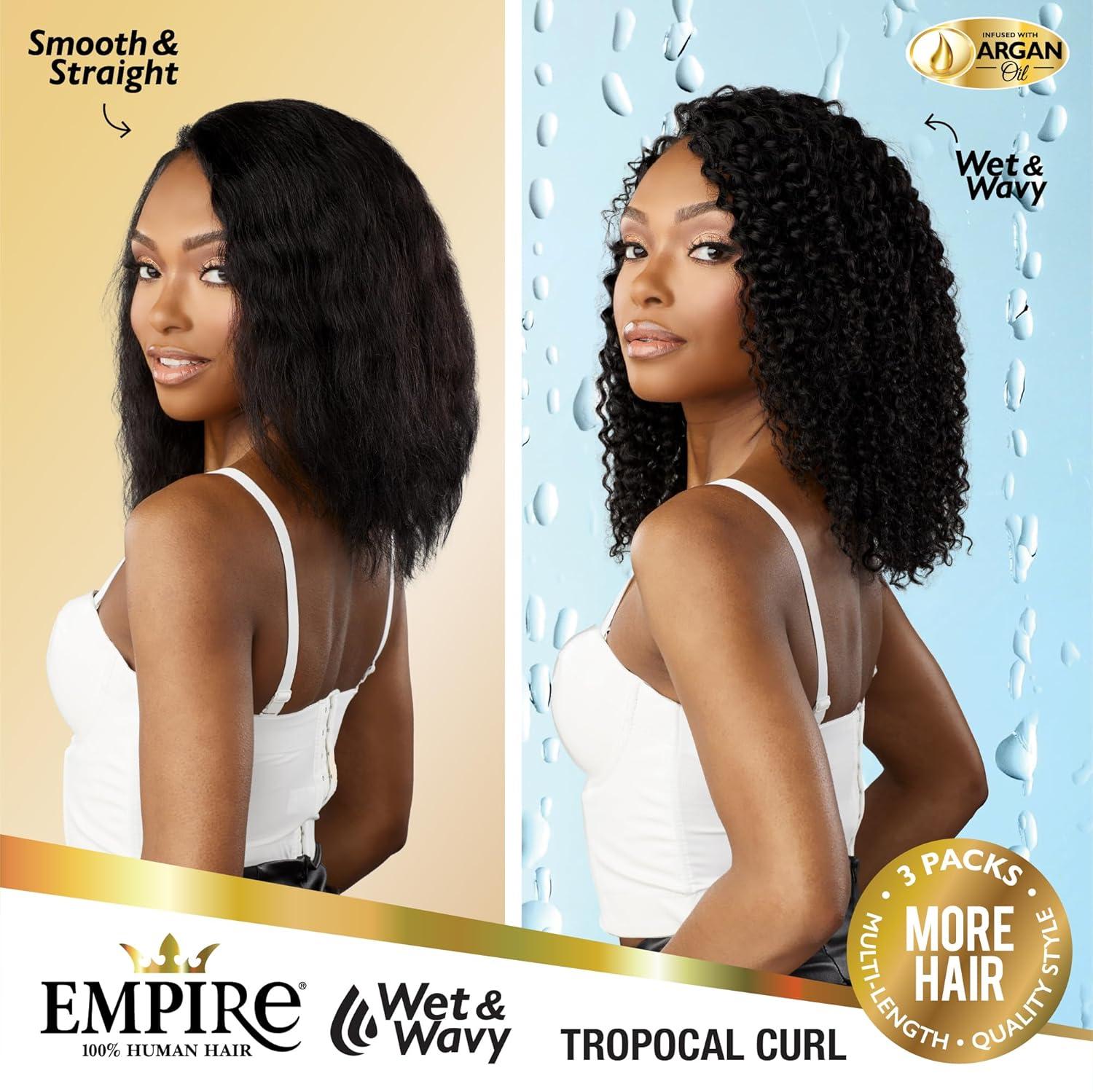 imageSensationnel Empire multi weave hair wet and wavy tropical curl human hair 3 bundle layered lengths 10 12 14 inch 1 JETBLACK1 JETBLACK