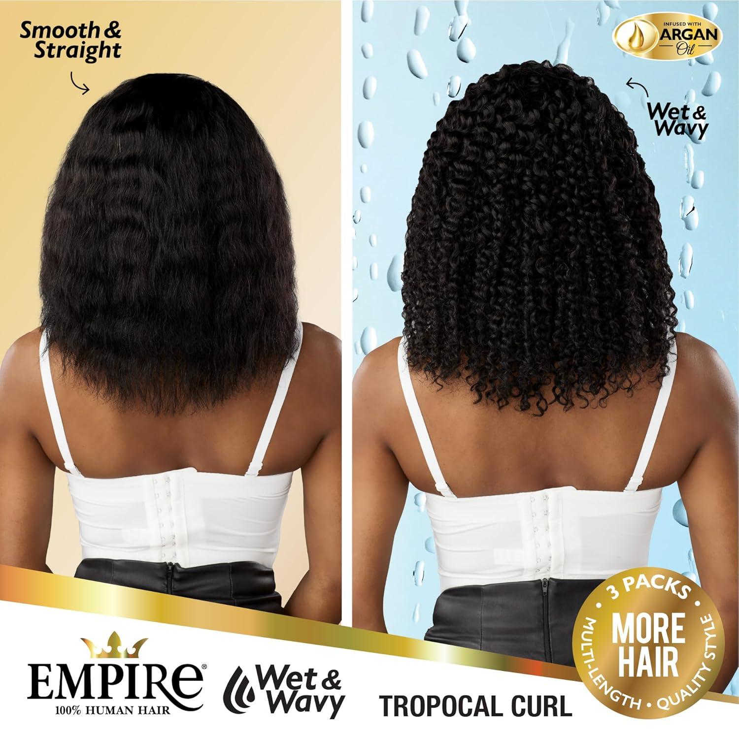 imageSensationnel Empire multi weave hair wet and wavy tropical curl human hair 3 bundle layered lengths 10 12 14 inch 1 JETBLACK1B OFFBLACK