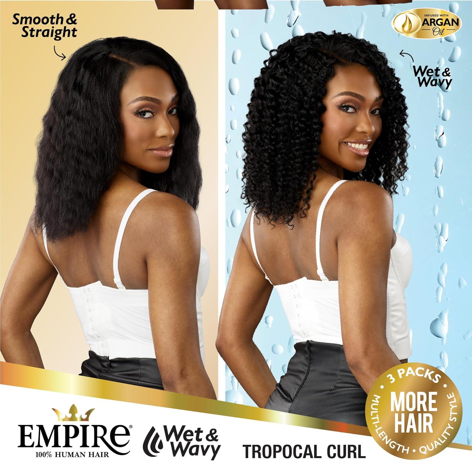 imageSensationnel Empire multi weave hair wet and wavy tropical curl human hair 3 bundle layered lengths 10 12 14 inch 1 JETBLACK1B OFFBLACK