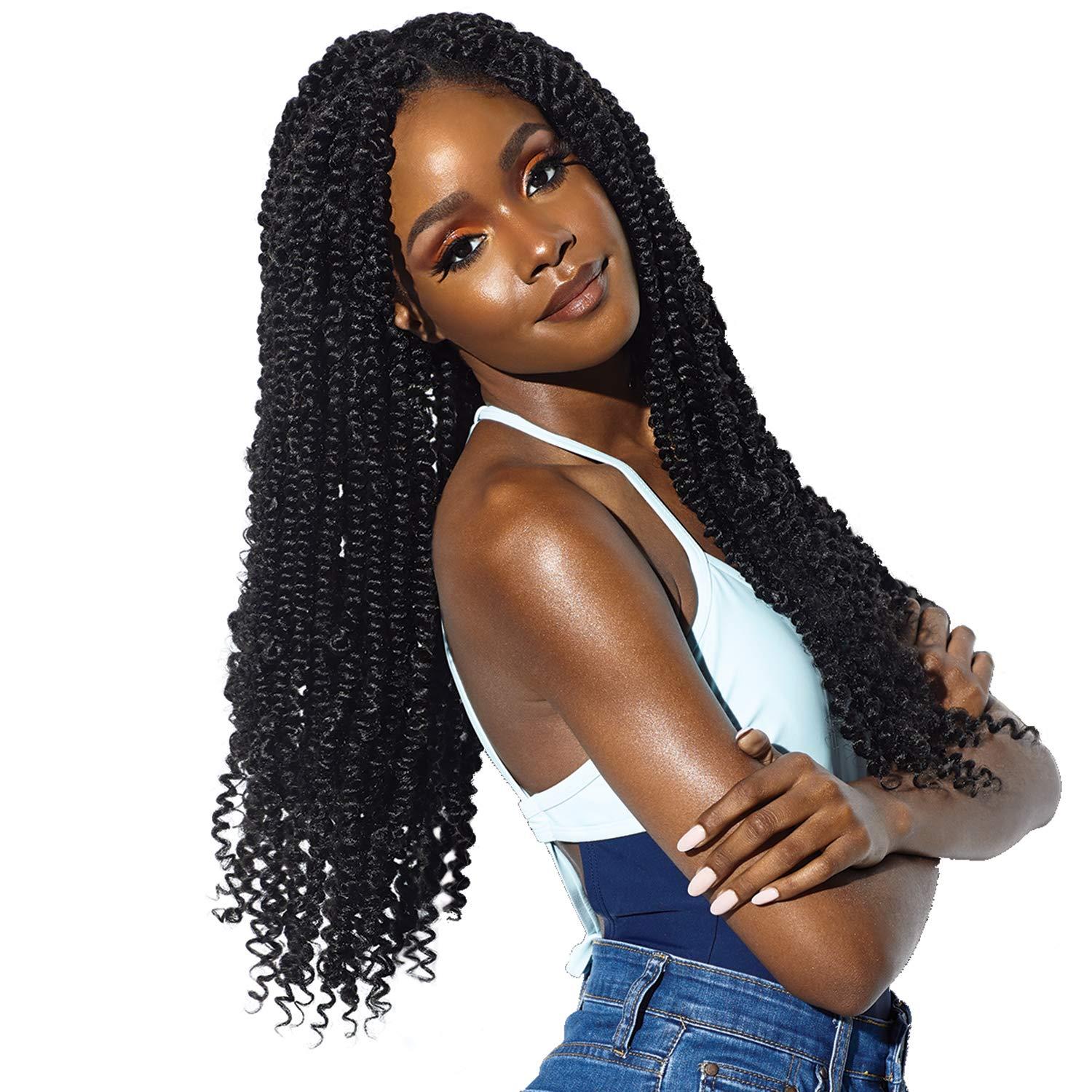 imageSensationnel Ruwa prestretched braiding hair 3x water wave 18 inch water repellent kanekalon fast dry synthetic sports itch free 1 pack 1 JETBLACK613 BLONDE