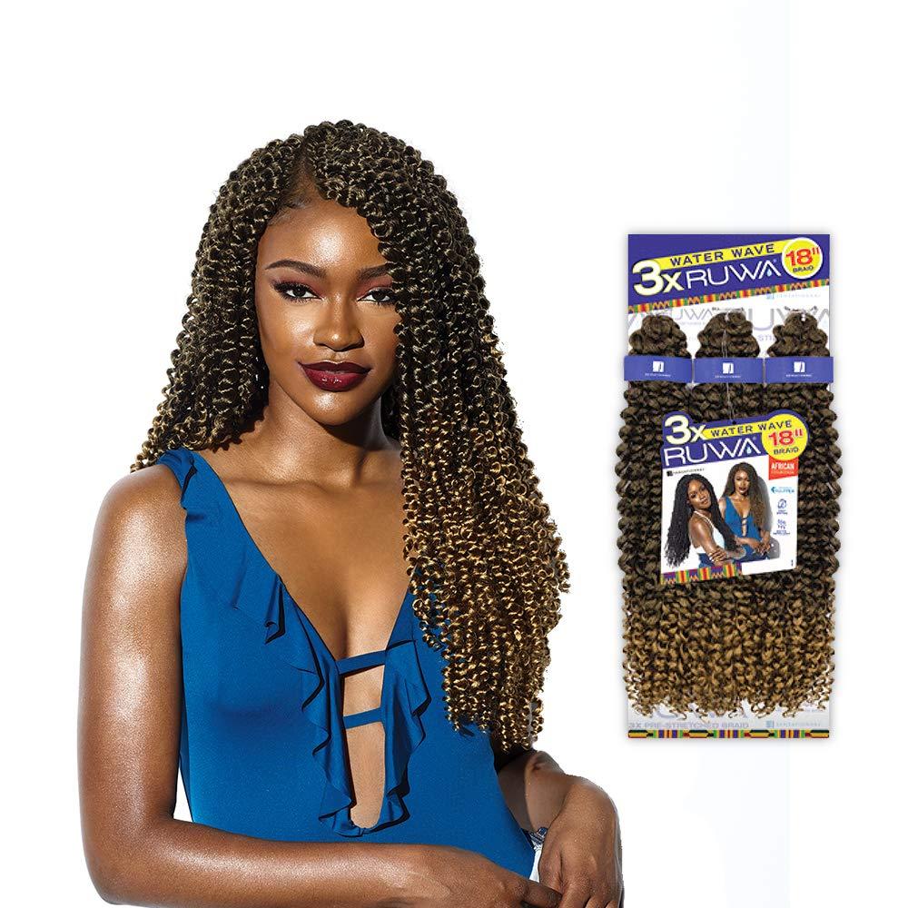 imageSensationnel Ruwa prestretched braiding hair 3x water wave 18 inch water repellent kanekalon fast dry synthetic sports itch free 1 pack 1 JETBLACK99J