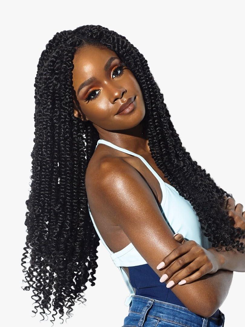 imageSensationnel Ruwa prestretched braiding hair 3x water wave 18 inch water repellent kanekalon fast dry synthetic sports itch free 1 pack 1 JETBLACKSM1B350