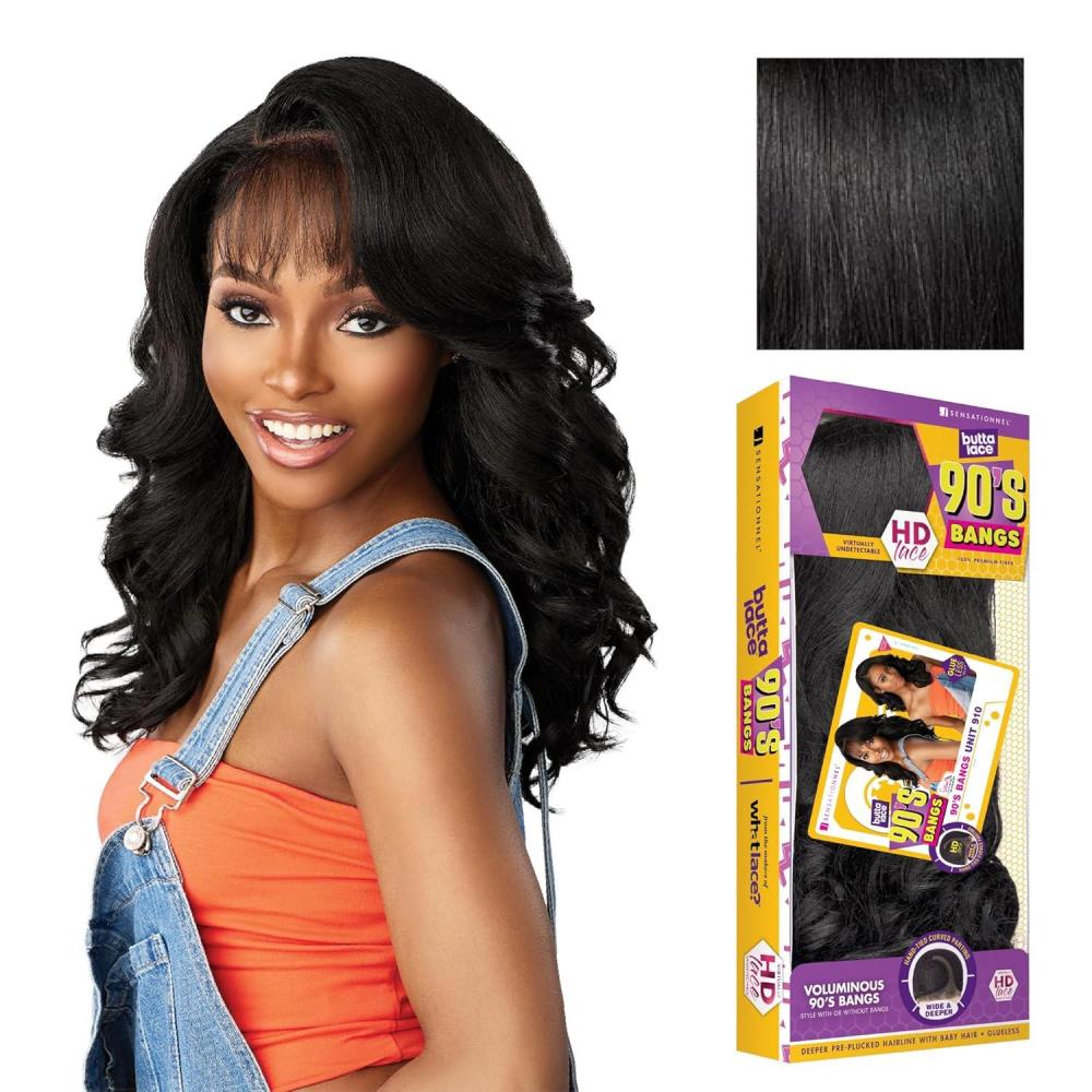 imageSensationnel Butta Lace 90Sbangs Wigs  Unit 910 Glueless Wide Deep Part Synthetic Preplucked Hairline 1 JETBLACK1 JETBLACK