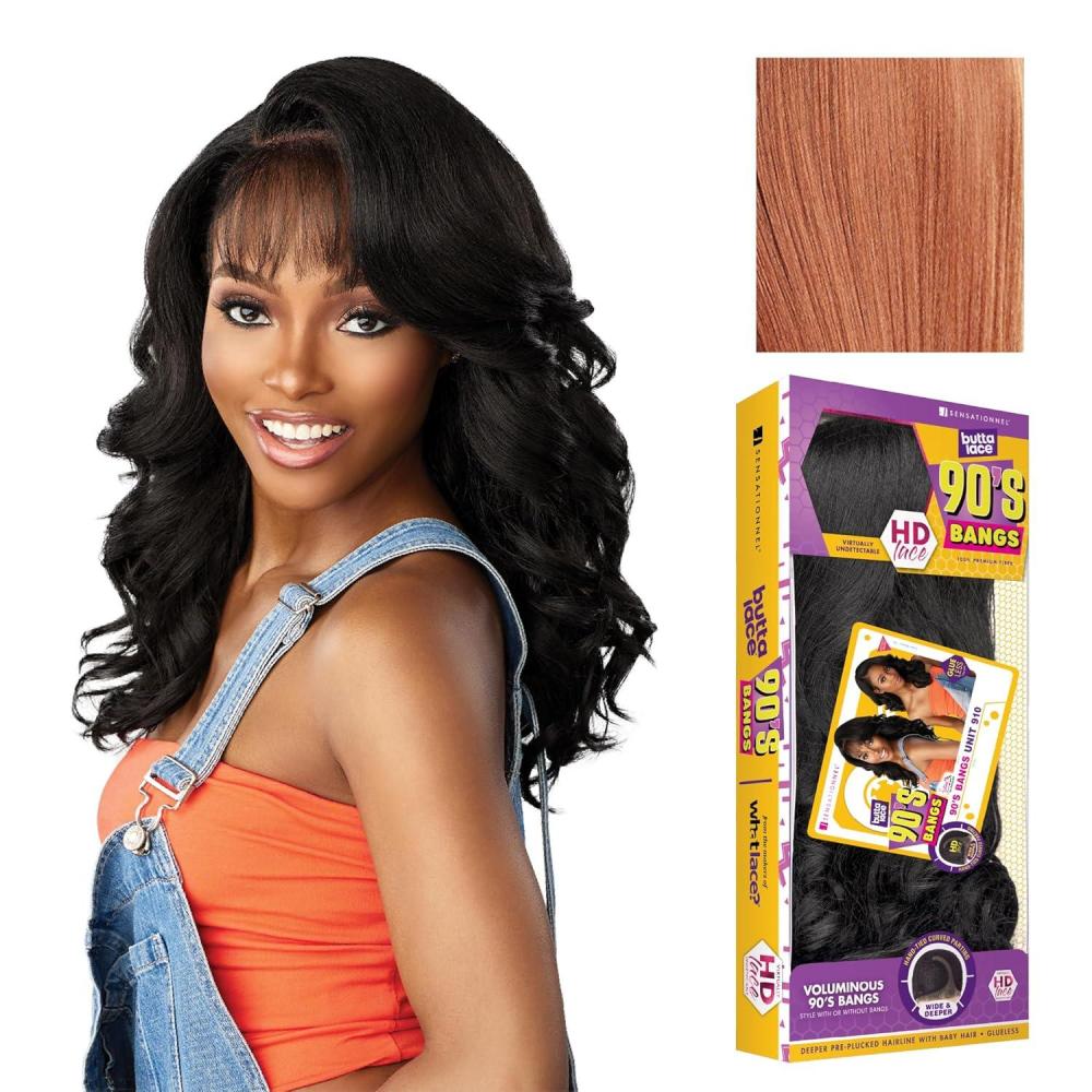 imageSensationnel Butta Lace 90Sbangs Wigs Unit 910 Glueless Wide Deep Part Synthetic Preplucked Hairline 1 JETBLACKCHOCOLATECOPPER