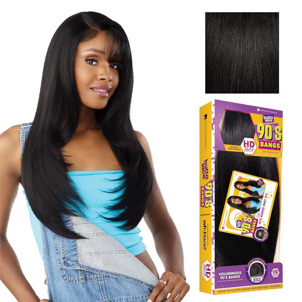 imageSensationnel Butta Lace 90Sbangs Wigs Unit 912 Glueless Wide Deep Part Synthetic Preplucked Hairline 1 JETBLACK1B OFFBLACK