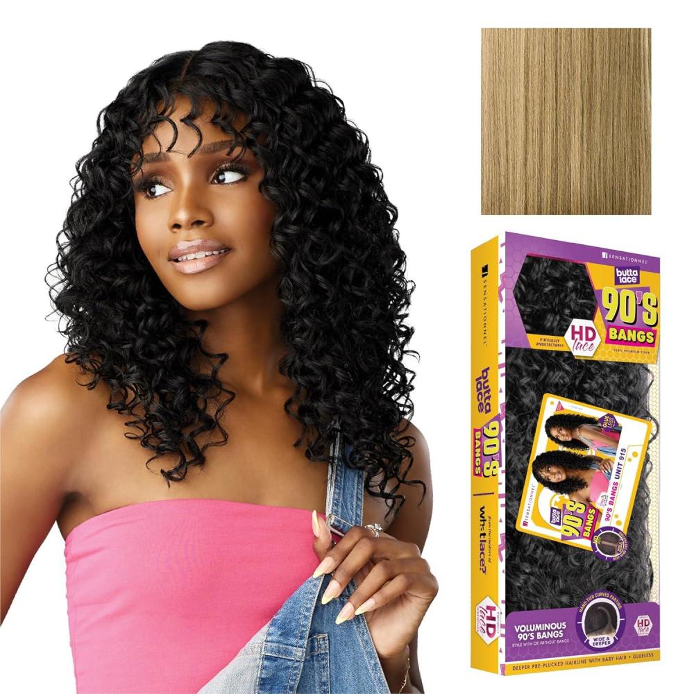 imageSensationnel Butta Lace 90Sbangs Wigs Unit 915 Glueless Wide Deep Part Synthetic Preplucked Hairline 1 JETBLACKLIGHTGOLDENBLONDE
