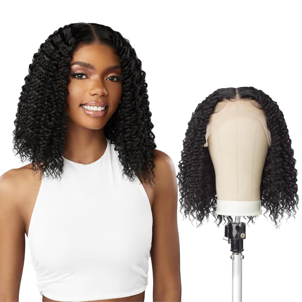 imageSensationnel Butta Lace Hhm Wigs Wet And Wavy Water Wave 12 Inch Human Hair Blend Extra Wide 5 Inch Parting Preplucked Hairline Glueless Lacefront 1 JETBLACK1 JETBLACK
