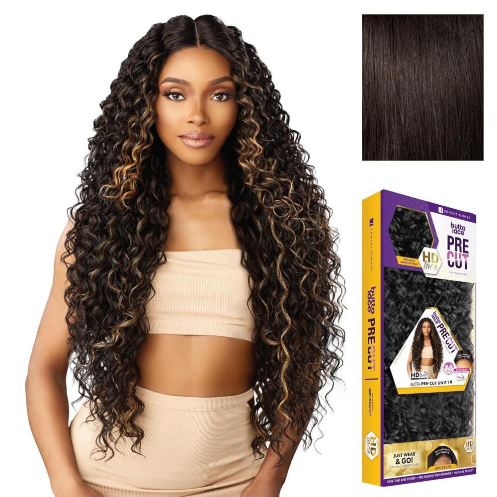 imageSensationnel Butta Lace Precut Wig Unit 19 Glueless Extra Wide 5 Inch Deep Parting Synthetic Pre Tweezed Smaller Knot Hairline 1 JETBLACK2 DARKBROWN