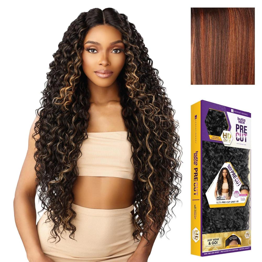 imageSensationnel Butta Lace Precut Wig Unit 19 Glueless Extra Wide 5 Inch Deep Parting Synthetic Pre Tweezed Smaller Knot Hairline 1 JETBLACKBALAYAGECOPPER