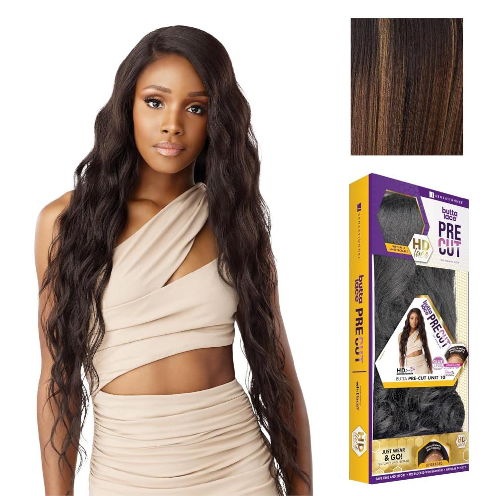 imageSensationnel Butta Lace Precut Wigs  Unit 10 Glueless Extra Wide 5 Inch Deep Parting Synthetic Pre Tweezed Smaller Knot Hairline 1 JETBLACKBALAYAGEHAZELNUT