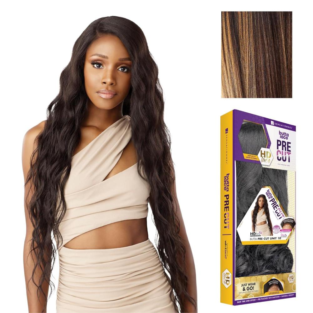 imageSensationnel Butta Lace Precut Wigs Unit 10 Glueless Extra Wide 5 Inch Deep Parting Synthetic Pre Tweezed Smaller Knot Hairline 1 JETBLACKBALAYAGESUNKISSED