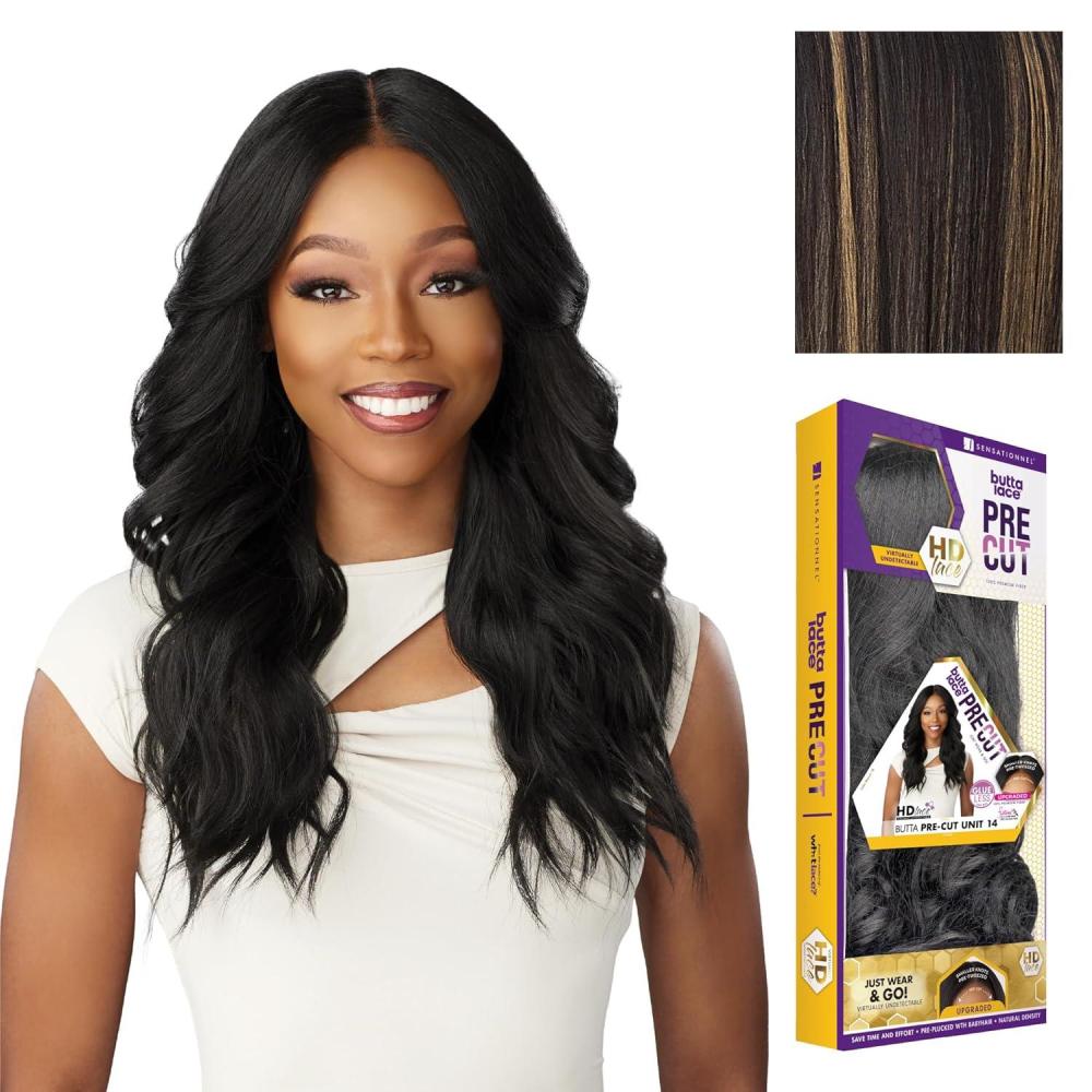 imageSensationnel Butta Lace Precut Wigs Unit 14 Glueless Extra Wide 5 Inch Deep Parting Synthetic Pre Tweezed Smaller Knot Hairline 1 JETBLACKBALAYAGEGOLD