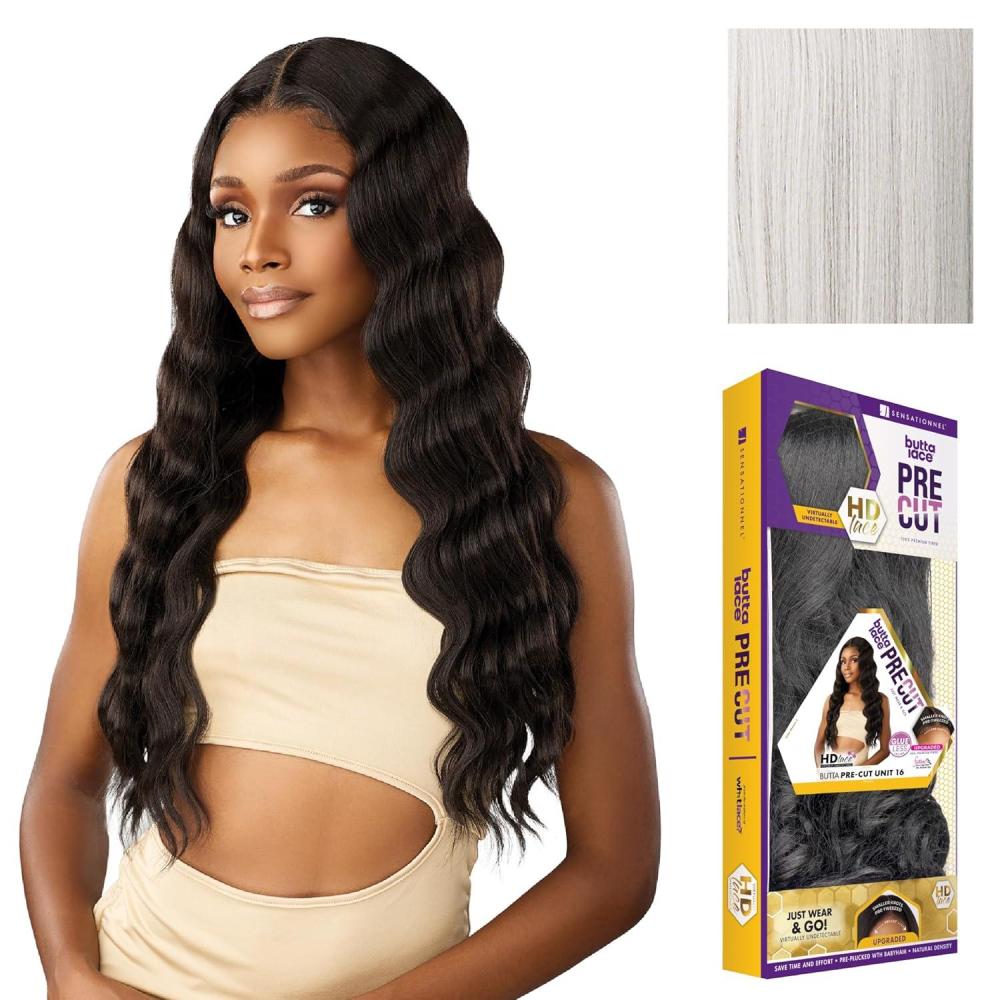 imageSensationnel Butta Lace Precut Wigs Unit 16 Glueless Extra Wide 5 Inch Deep Parting Synthetic Pre Tweezed Smaller Knot Hairline 1 JETBLACKPLATINUMBLONDE