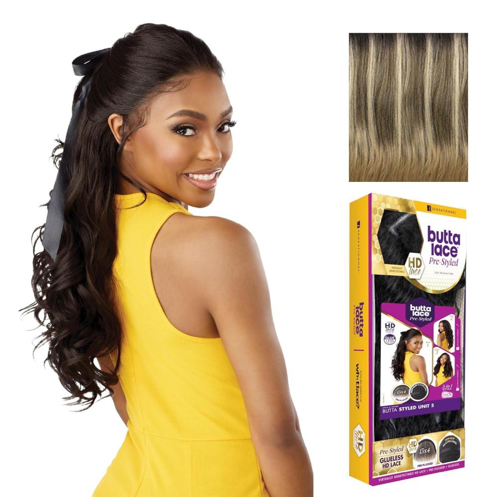 imageSensationnel Butta Lace Prestyled Wigs Unit 5 Glueless 13x4 Hand Tied Deep Lacepart Synthetic Preplucked Hairline 1 JETBLACKCOLORMELTMOCHA