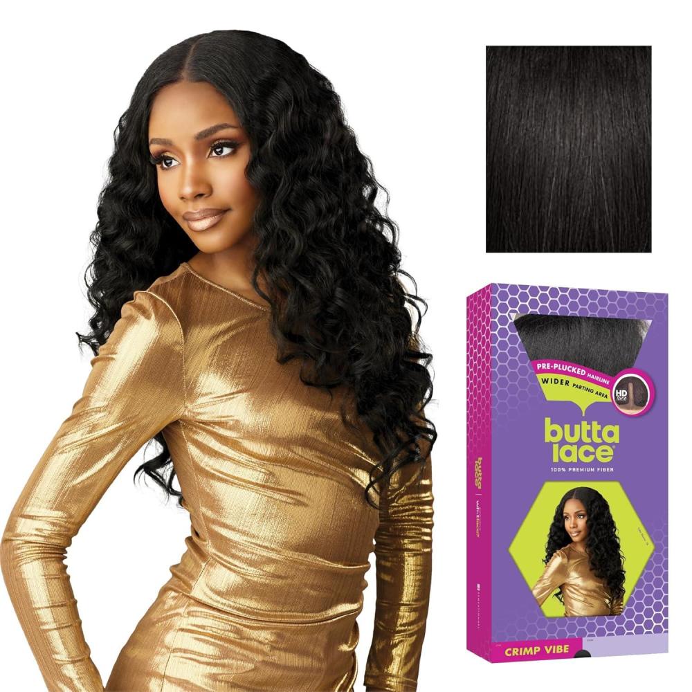 imageSensationnel Butta Lace Wigs Crimp Vibe Extra Wide 5 Inch Deep Parting Synthetic Preplucked Hairline Glueless Lacefront 1 JETBLACK1B OFFBLACK