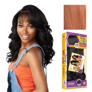 Sensationnel Butta Lace 90Sbangs Wigs – Unit 910 Glueless Wide Deep Part Synthetic Preplucked Hairline (1 JETBLACK)(CHOCOLATECOPPER)