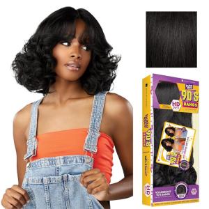 Sensationnel Butta Lace 90Sbangs Wigs – Unit 914 Glueless Wide Deep Part Synthetic Preplucked Hairline (1 JETBLACK)(1B OFFBLACK)