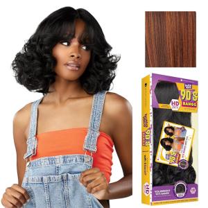 Sensationnel Butta Lace 90Sbangs Wigs – Unit 914 Glueless Wide Deep Part Synthetic Preplucked Hairline (1 JETBLACK)(BALAYAGECOPPER)