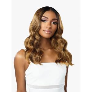 Sensationnel Butta Lace Hhm Wigs – Beach Wave 20 Inch Human Hair Blend Extra Wide 5 Inch Parting Preplucked Hairline Glueless Lacefront (T4/WINE)(T4/WINE)