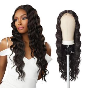Sensationnel Butta Lace Hhm Wigs – Loose Crimp 28 Inch Human Hair Blend Extra Wide 5 Inch Parting Preplucked Hairline Glueless Lacefront (BALAYAGEPLATINUM)(BALAYAGEPLATINUM)