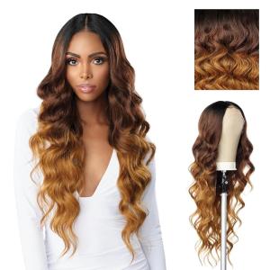 Sensationnel Butta Lace Hhm Wigs – Ocean Wave 30 Inch Human Hair Blend Extra Wide 5 Inch Parting Preplucked Hairline Glueless Lacefront (BALAYAGECARAMEL)(T4/CHESTNUTBLONDE)