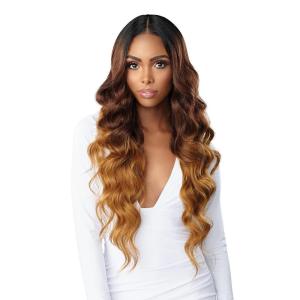 Sensationnel Butta Lace Hhm Wigs – Ocean Wave 30 Inch Human Hair Blend Extra Wide 5 Inch Parting Preplucked Hairline Glueless Lacefront (BALAYAGECARAMEL)(T4/ASHBLONDE)