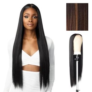 Sensationnel Butta Lace Hhm Wigs – Straight 32 Inch Human Hair Blend Extra Wide 5 Inch Parting Preplucked Hairline Glueless Lacefront (1 JETBLACK)(BALAYAGECHOCOLATE)