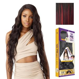 Sensationnel Butta Lace Precut Wigs – Unit 10 Glueless Extra Wide 5 Inch Deep Parting Synthetic Pre Tweezed Smaller Knot Hairline (1 JETBLACK)(BALAYAGEFIERYRED)