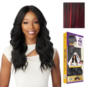 Sensationnel Butta Lace Precut Wigs – Unit 14 Glueless Extra Wide 5 Inch Deep Parting Synthetic Pre Tweezed Smaller Knot Hairline (1 JETBLACK)(BALAYAGEFIERYRED)