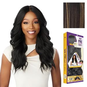 Sensationnel Butta Lace Precut Wigs – Unit 14 Glueless Extra Wide 5 Inch Deep Parting Synthetic Pre Tweezed Smaller Knot Hairline (1 JETBLACK)(BALAYAGEGOLD)