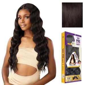 Sensationnel Butta Lace Precut Wigs – Unit 16 Glueless Extra Wide 5 Inch Deep Parting Synthetic Pre Tweezed Smaller Knot Hairline (1 JETBLACK)(2 DARKBROWN)