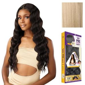 Sensationnel Butta Lace Precut Wigs – Unit 16 Glueless Extra Wide 5 Inch Deep Parting Synthetic Pre Tweezed Smaller Knot Hairline (1 JETBLACK)(BEIGEBLONDE)