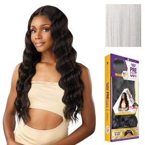 Sensationnel Butta Lace Precut Wigs – Unit 16 Glueless Extra Wide 5 Inch Deep Parting Synthetic Pre Tweezed Smaller Knot Hairline (1 JETBLACK)(PLATINUMBLONDE)