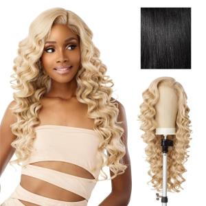 Sensationnel Butta Lace Precut Wigs – Unit 9 Glueless Extra Wide 5 Inch Deep Parting Synthetic Pre Tweezed Smaller Knot Hairline (1 JETBLACK)(1 JETBLACK)