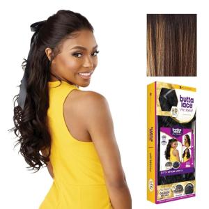 Sensationnel Butta Lace Prestyled Wigs – Unit 5 Glueless 13×4 Hand Tied Deep Lacepart Synthetic Preplucked Hairline (1 JETBLACK)(BALAYAGESUNKISSED)