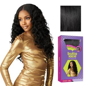 Sensationnel Butta Lace Wigs – Crimp Vibe Extra Wide 5 Inch Deep Parting Synthetic Preplucked Hairline Glueless Lacefront (1 JETBLACK)(1 JETBLACK)