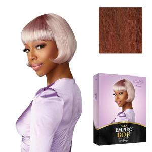 Sensationnel Empire Bob Humanhair Wig – Bubble Cut Face Framing Mesh Cap for Comfort With Bangs (1 JETBLACK)(COPPERCHARM)