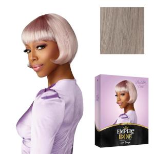 Sensationnel Empire Bob Humanhair Wig – Bubble Cut Face Framing Mesh Cap for Comfort With Bangs (1 JETBLACK)(ICYSILVER)