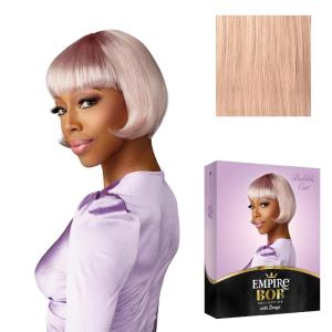 Sensationnel Empire Bob Humanhair Wig – Bubble Cut Face Framing Mesh Cap for Comfort With Bangs (1 JETBLACK)(SILVERPINK)
