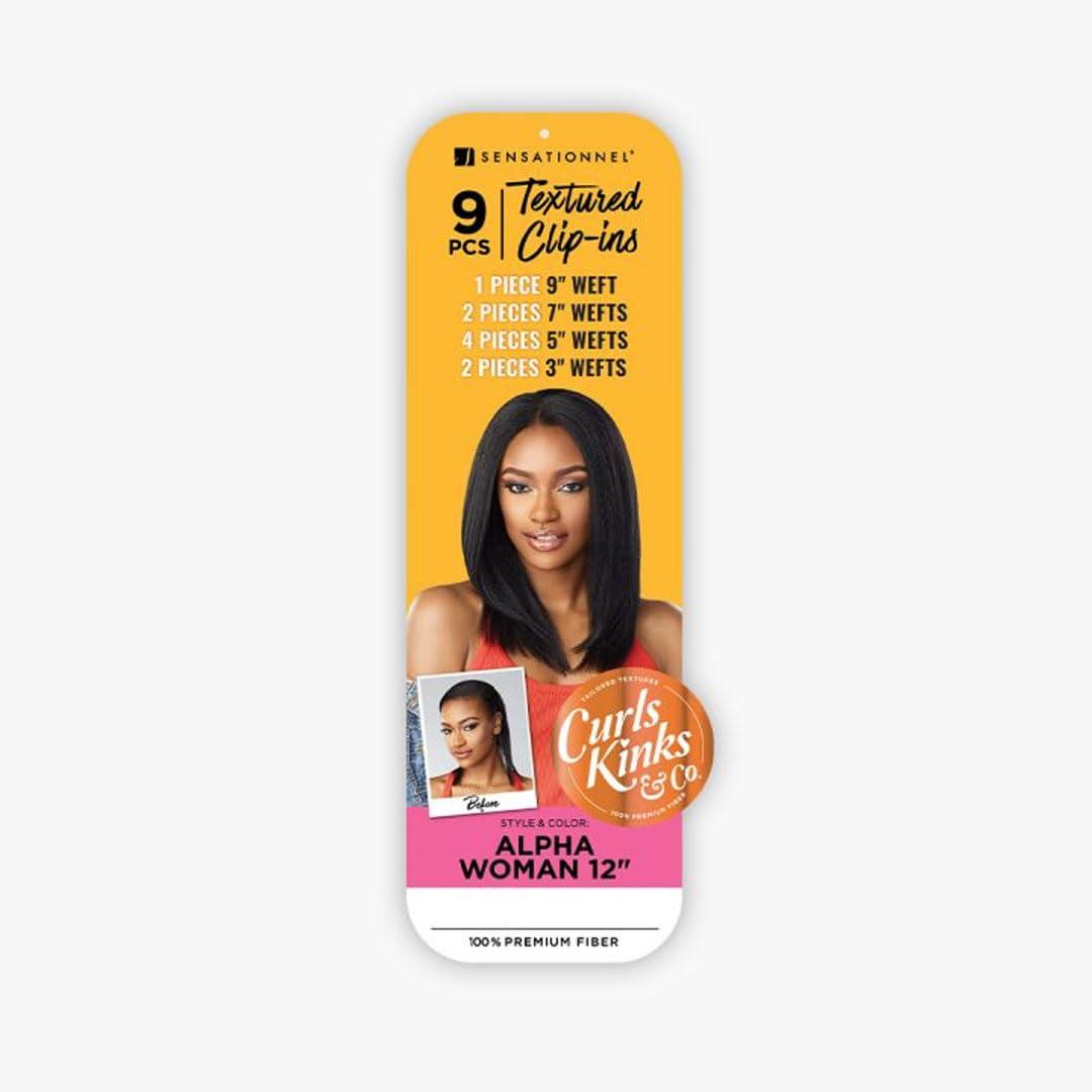 imageSensationnel Curls Kinks amp Co Textured Clip In Human Hair Blend Hair Extension 9Pcs Alpha Woman 12 Inch Color4 MEDIUM BROWN4 MEDIUM BROWN