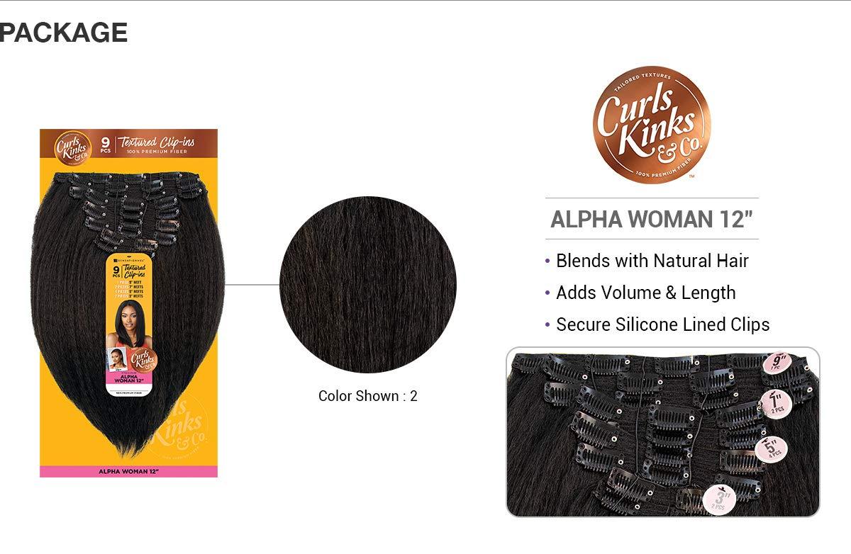 imageSensationnel Curls Kinks amp Co Textured Clip In Human Hair Blend Hair Extension 9Pcs Alpha Woman 12 Inch Color4 MEDIUM BROWNJet Black 1