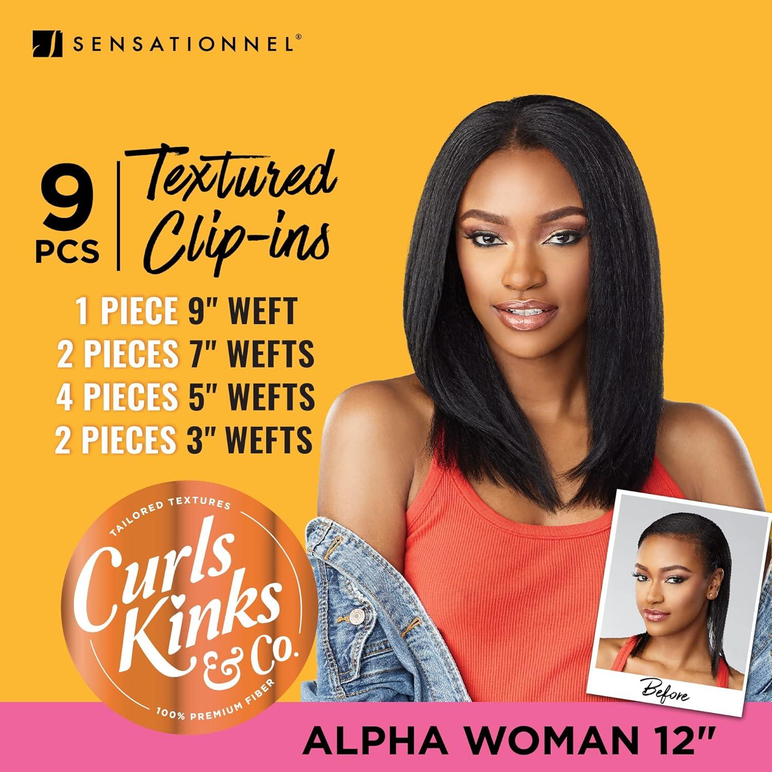 imageSensationnel Curls Kinks amp Co Textured Clip In Human Hair Blend Hair Extension 9Pcs Alpha Woman 12 Inch Color4 MEDIUM BROWNT227