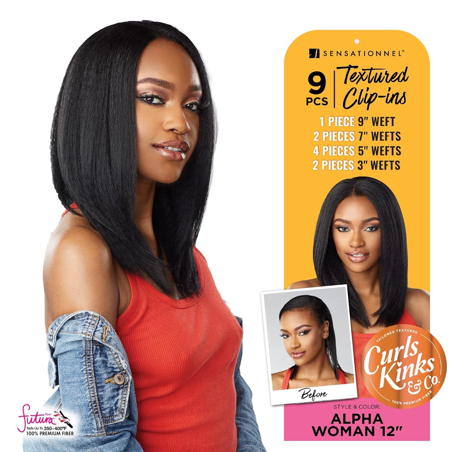 imageSensationnel Curls Kinks amp Co Textured Clip In Human Hair Blend Hair Extension 9Pcs Alpha Woman 12 Inch Color4 MEDIUM BROWNT227