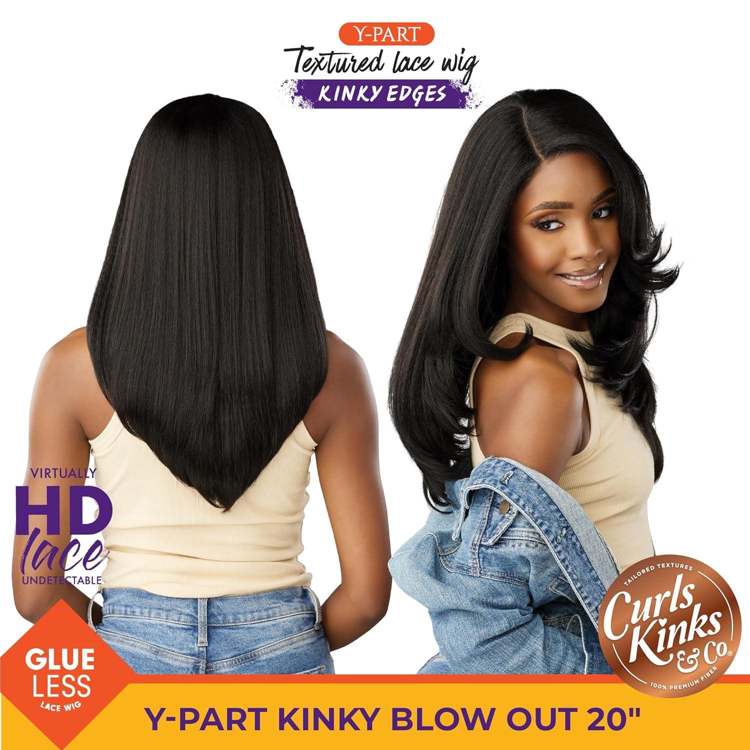 imageSensationnel Curls Kinks and Co Kinkyedges Wig Kinky Blow Out 20 Inch Y Part Lace Natural Kinky Edge textured Hairline for Natural 3B to 4C Hair Textures 1 JETBLACKF1B33
